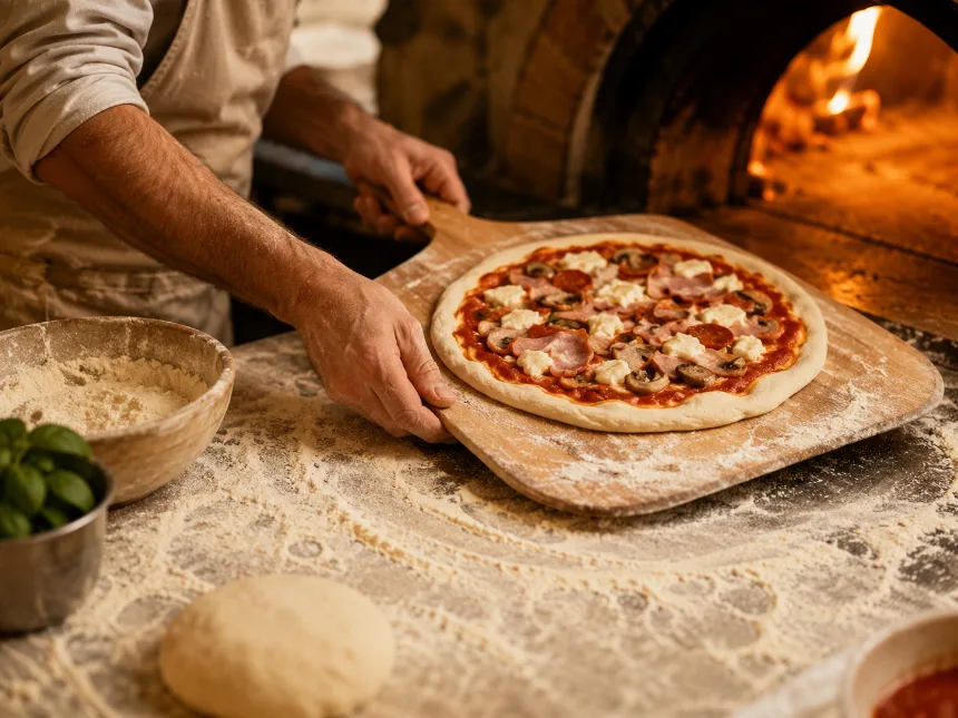 Blick in eine Pizzeria-Küche